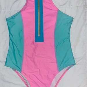 Pink and Blue Women's Swimsuit